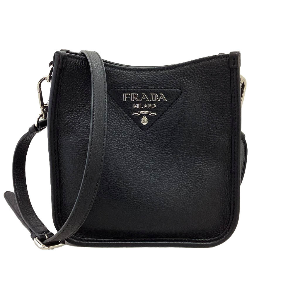 PRADA Shoulder bag Black Vitello Daino soft leather Prada
